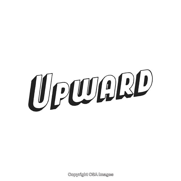 Upward Stylized Text Logo with Modern 3D Lettering on White Background