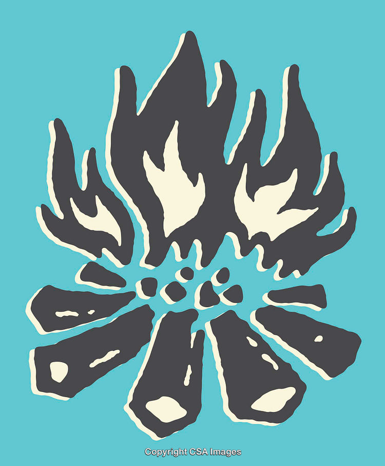 Abstract Flaming Design in Contrast Colors on Blue Background
