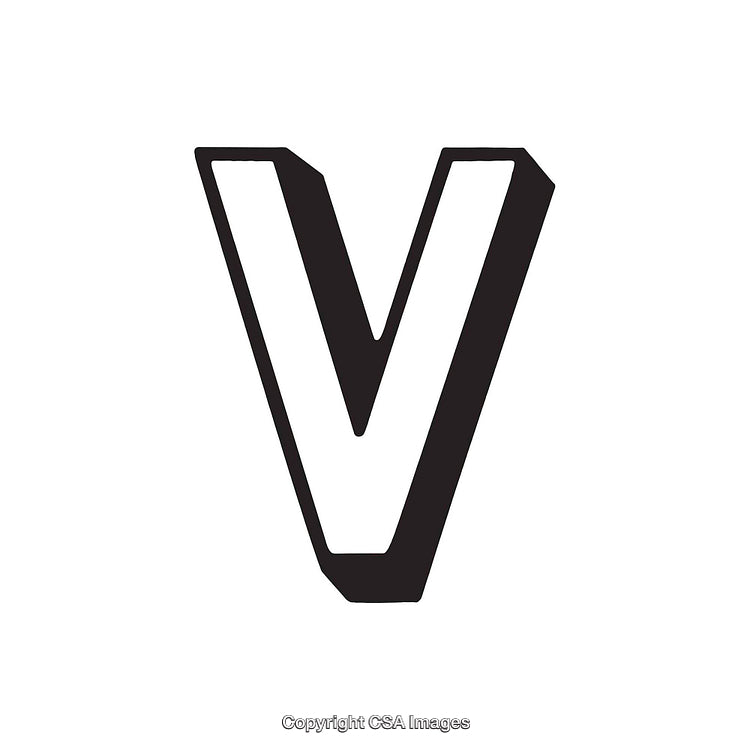 Bold Black Letter V With Minimalistic Design on White Background