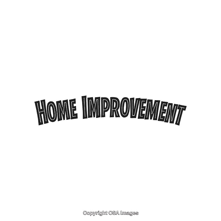 Black Text Displaying 'Home Improvement' in a Stylized Font on White Background