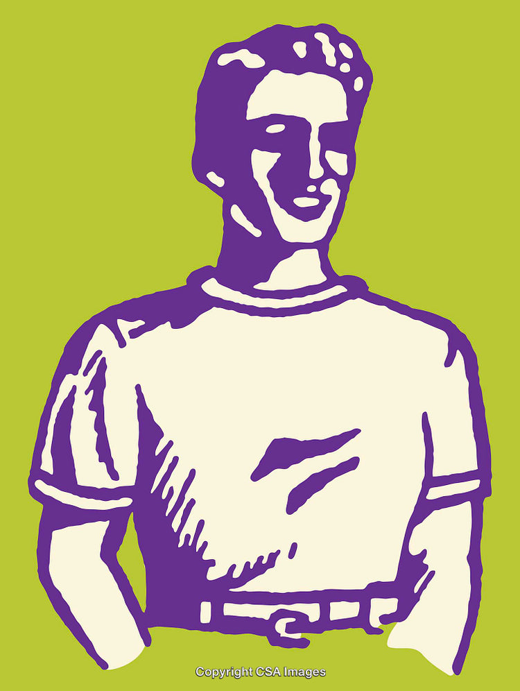Vibrant Color Illustration of a Smiling Man on Green Background