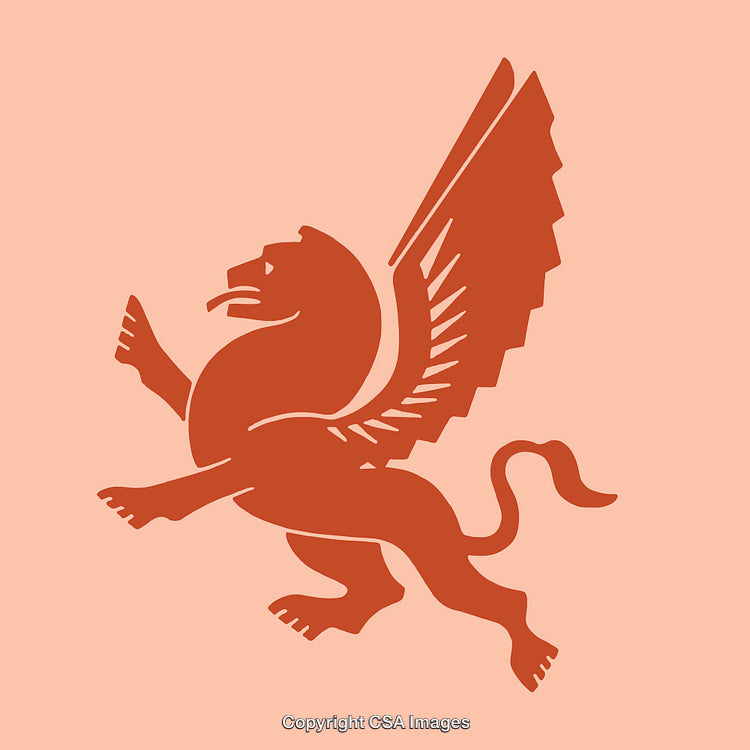 Stylized Illustration of a Majestic Winged Mythical Creature in Earth Tones