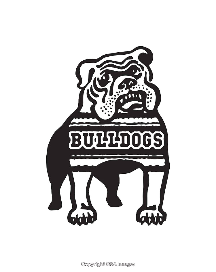 Black and White Line Art Illustration of a Bulldog Mascot Design
