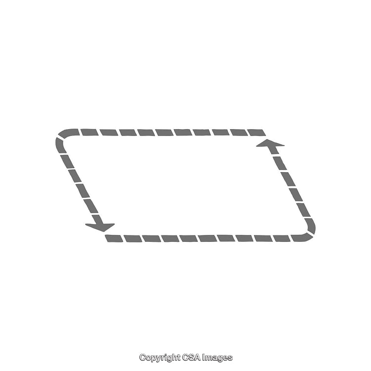 Arrow-lined Rhomboid Loop Design with Dashed Lines and Arrowheads