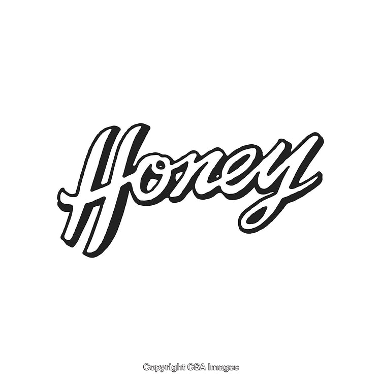 Elegant Script Design with the Word Honey in Black and White