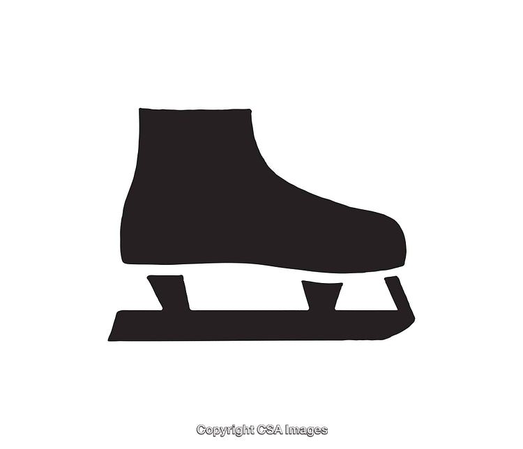Black and White Ice Skate Icon Silhouette on White Background
