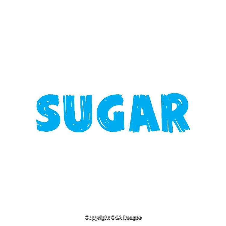 Blue Handwritten Sugar Word Art on Clean White Background