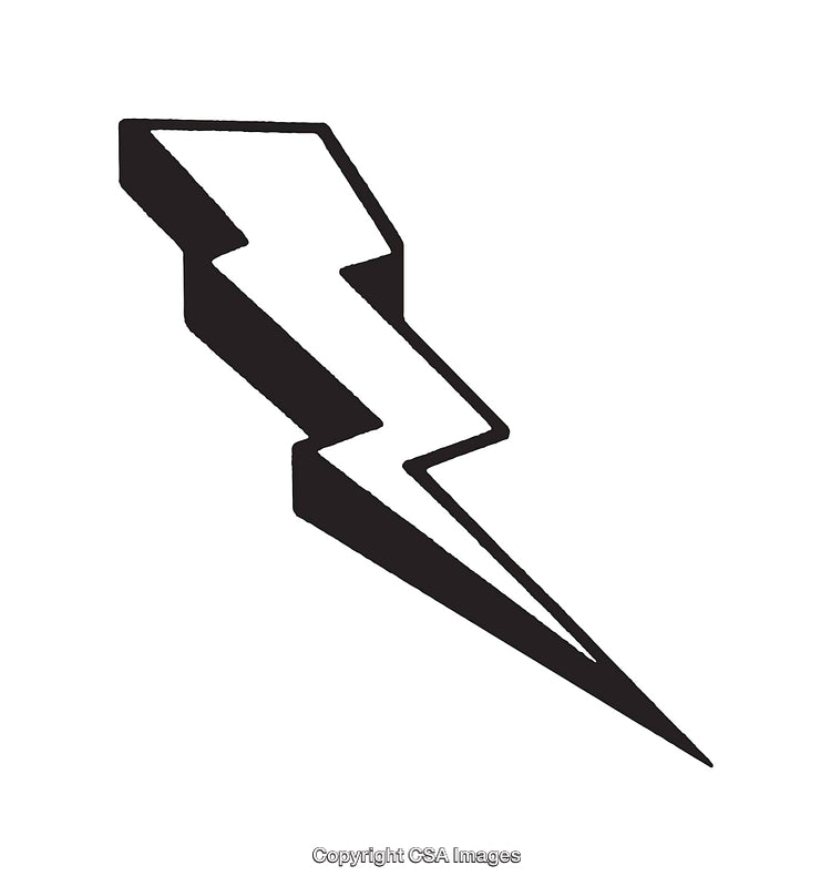 Black and White Lightning Bolt Icon Illustration on White Background