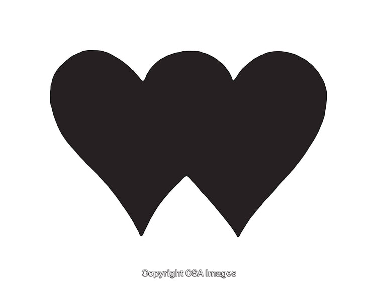 Minimalist Black Outline of Two Connected Heart Shapes on White Background