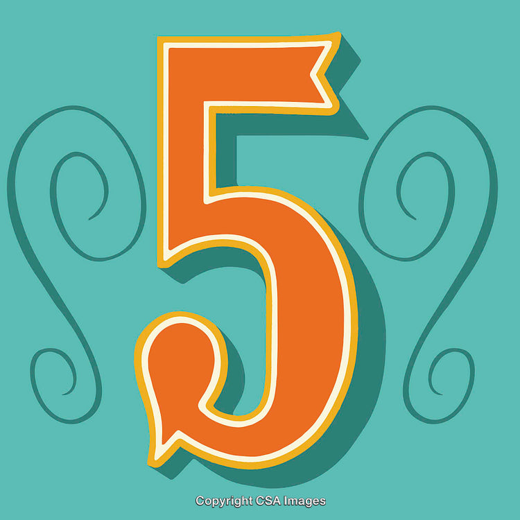 Colorful Stylized Number Five on Decorative Background Design