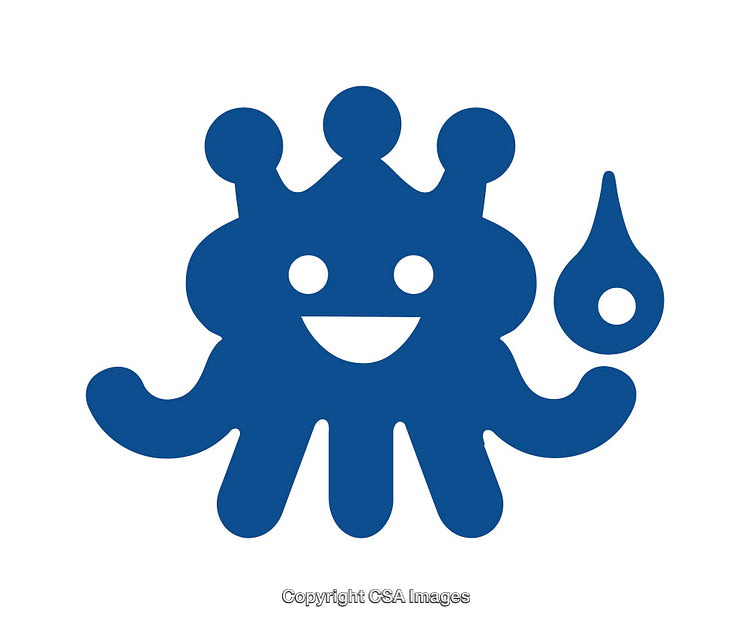 Playful Blue Squid-Themed Icon with Interesting Decorative Elements