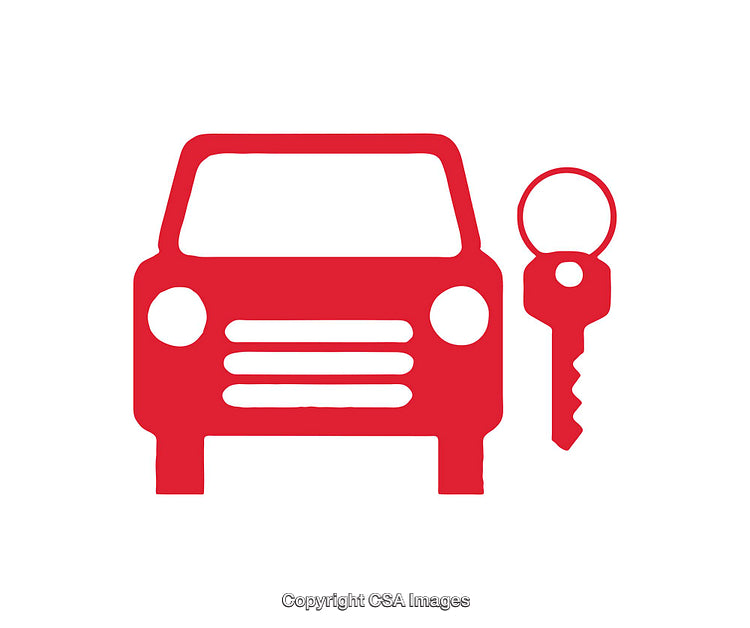 Red Car and Key Icon Representing Automotive and Transportation Concepts