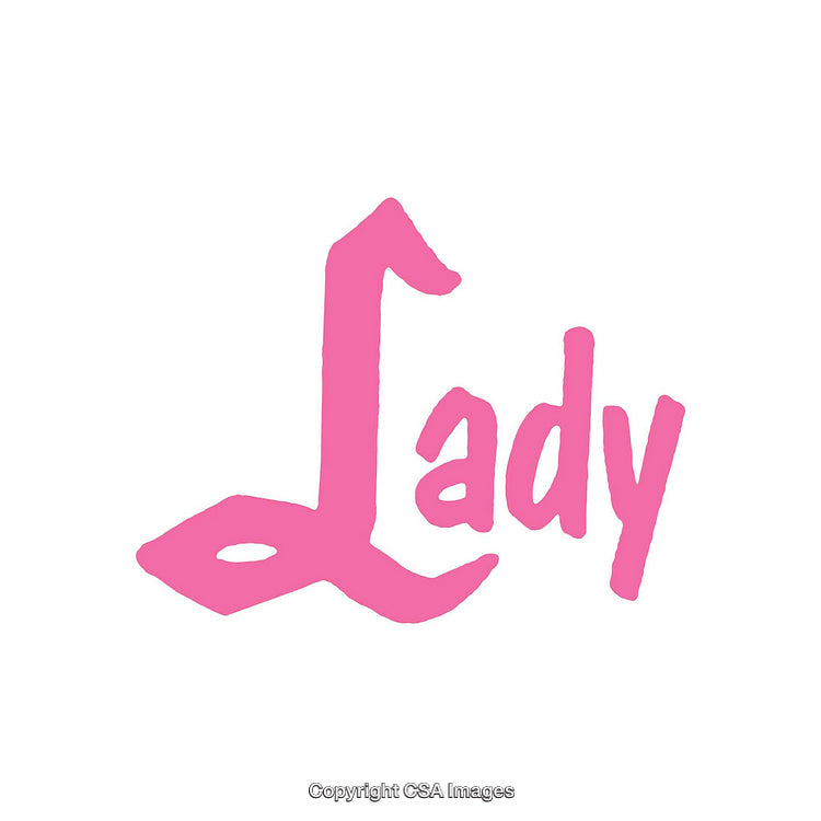 Bold Pink Typography Featuring the Word Lady on a White Background