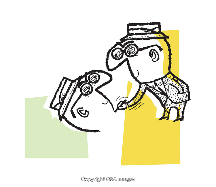Whimsical Illustration of Two Cartoon Characters Engaged in a Unique Interaction