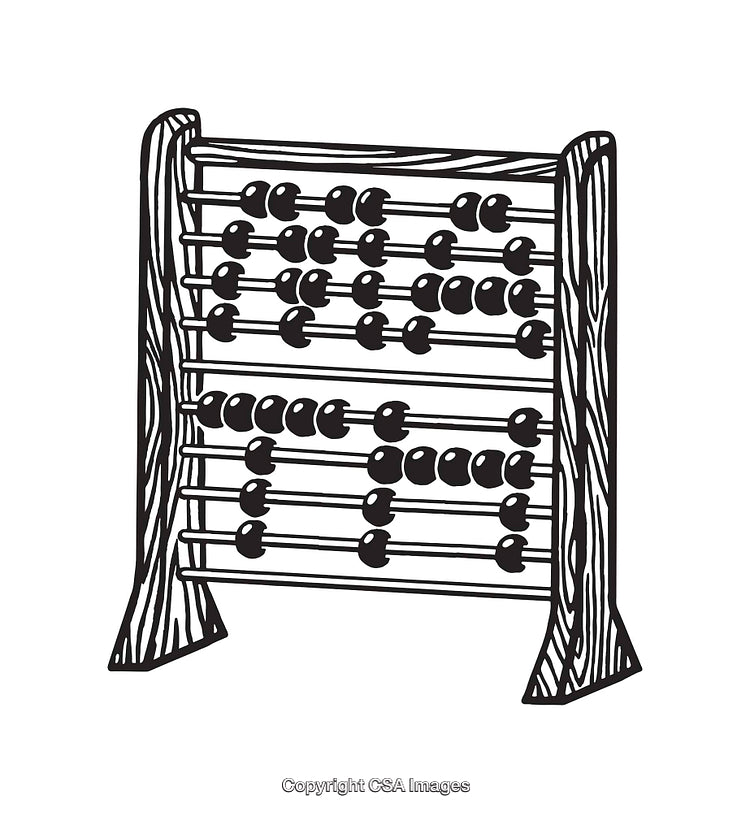 Classic Line Art Illustration of a Wooden Abacus for Counting