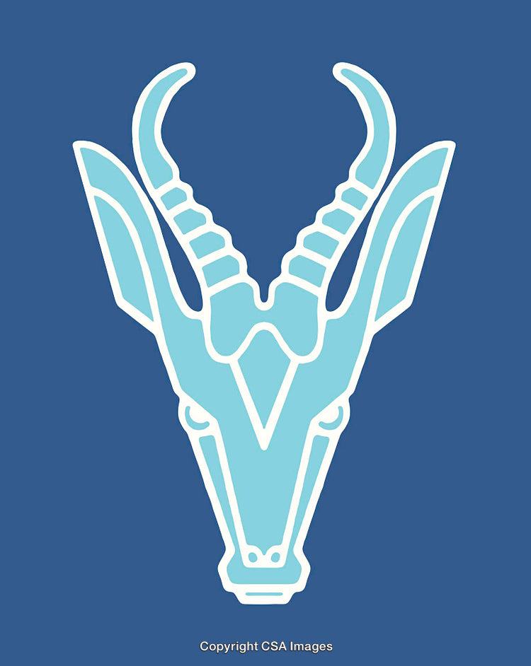 Minimalist Blue Antelope Line Art Illustration on Dark Background