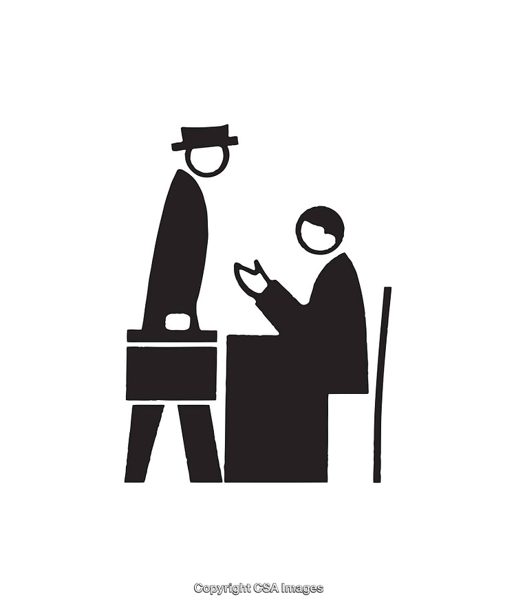 Minimalistic Illustration of an Office Meeting with Simple Black Shapes