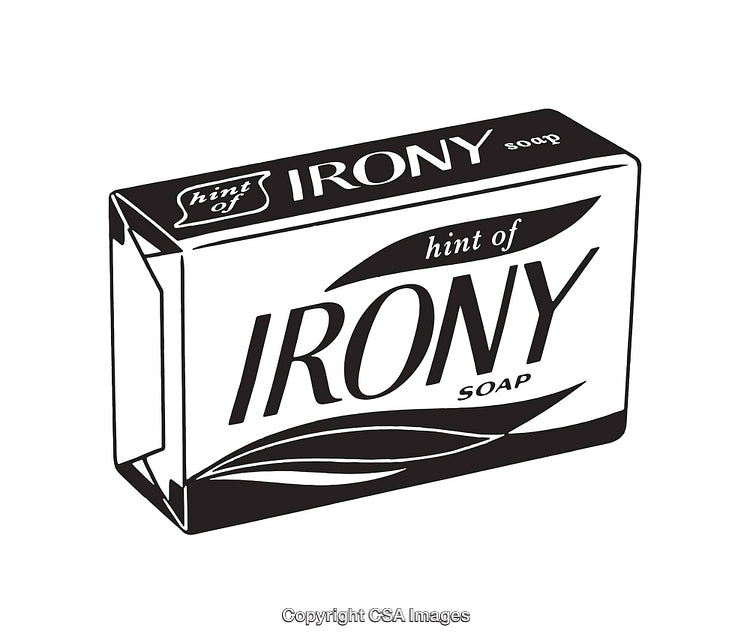 Black and White Soap Packaging Illustration with Satirical Branding