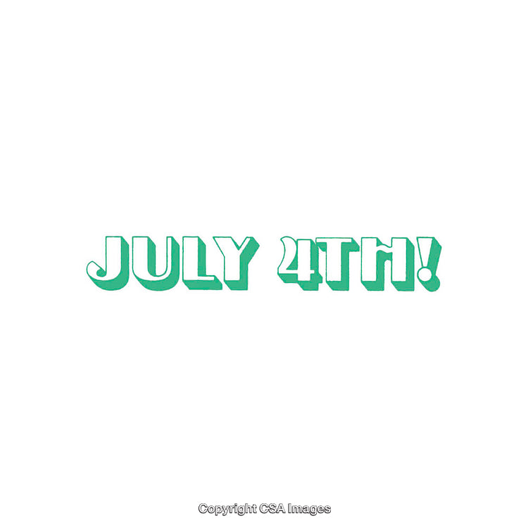 Graphic Design Highlighting July 4th in Bold Green Lettering