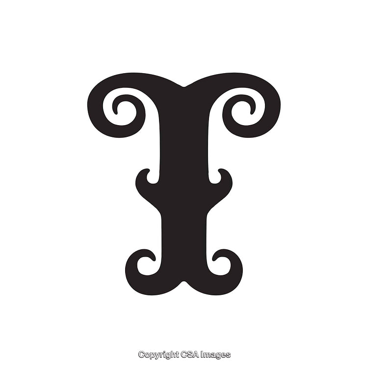 Ornate Artistic Letter T with Swirly Shell-Like Details