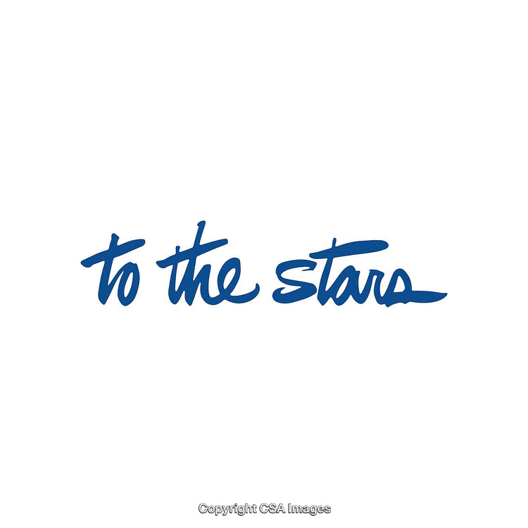 Inspirational Handwritten Typography Saying 'To The Stars' in Blue Script
