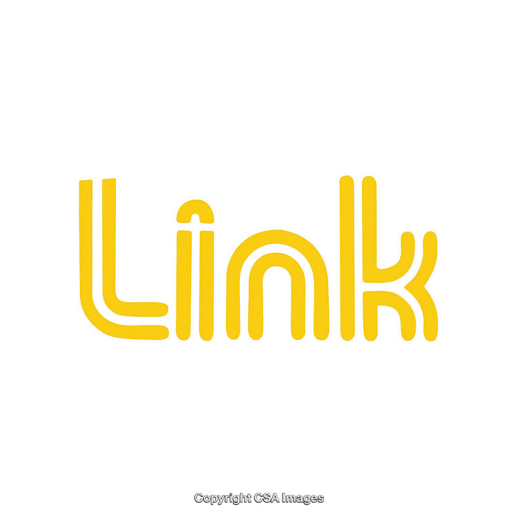Bright Yellow Typography of the Word Link in Minimalistic Design