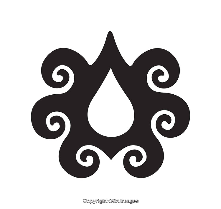 Abstract Black and White Symbol With Central Droplet Motif