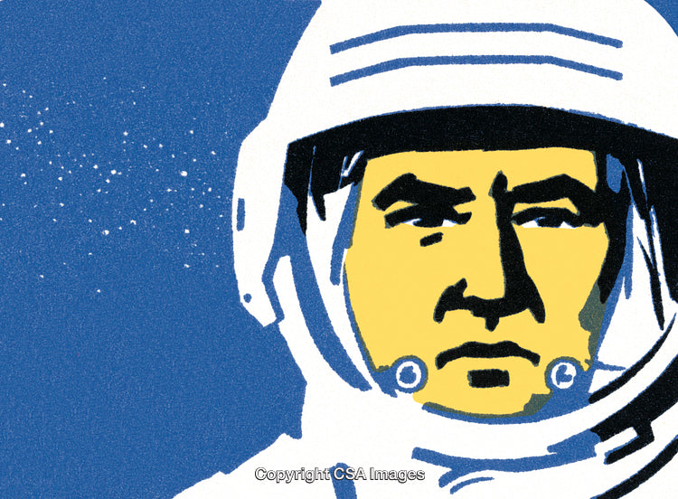 Astronaut Illustration Depicting a Space Explorer in a Retro Art Style