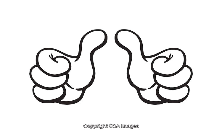 Black And White Line Art of Two Thumbs Up Illustration