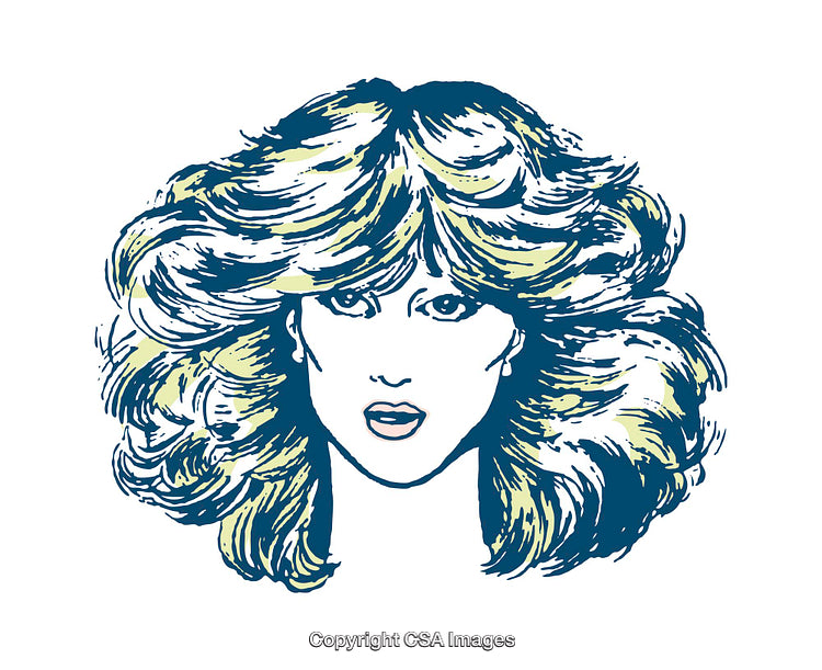 Colorful Illustration of a Woman with Stylish Haircut and Intense Expression