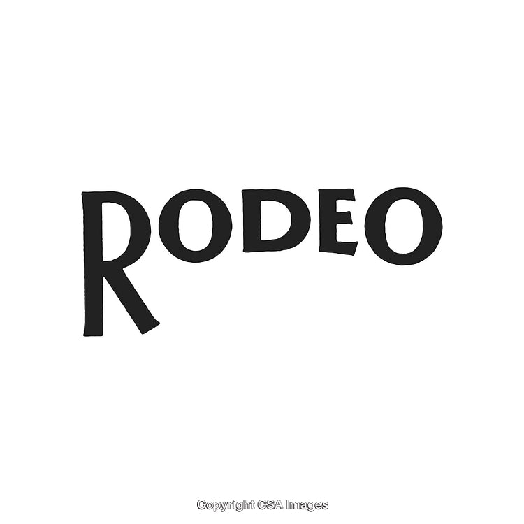 Western Rodeo Typography Featuring Stylized Black Text on White Background