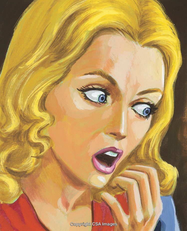 Retro Style Pop Art Woman Reacting Surprised and Shocked