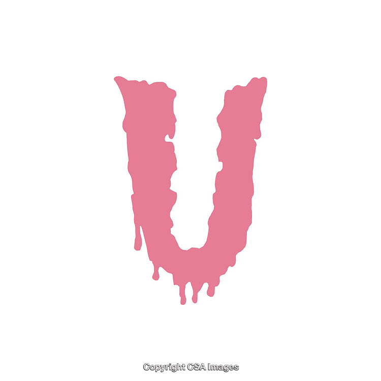 Dripping Pink Textured Letter U on a White Background