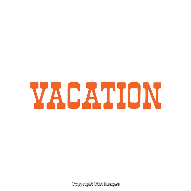 Orange Vacation Word Art on a Clean White Background