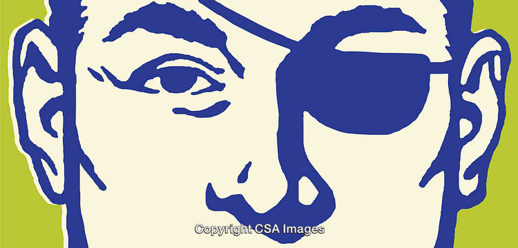 Vibrant Line Art Illustration of a Stylized Face with Eye Patch