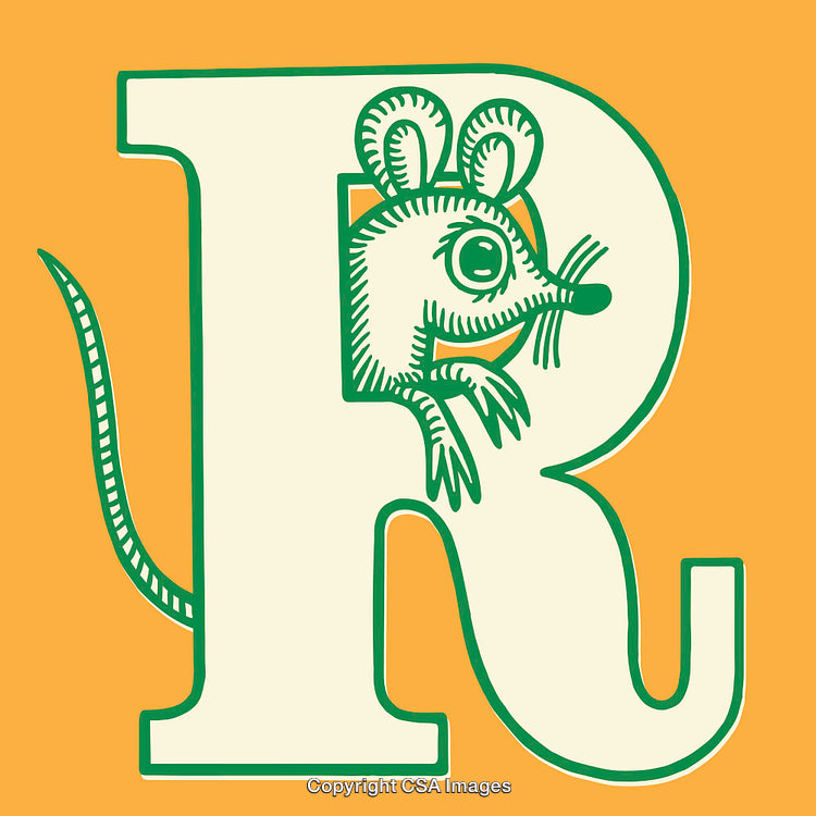 Illustration of a Mouse in an 'R' Shape with Bold Colors