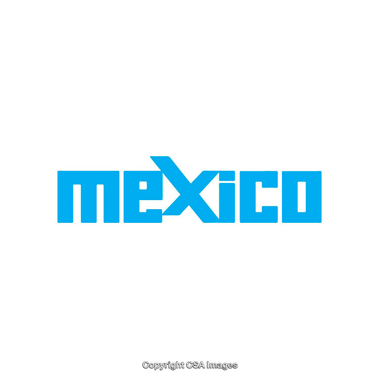 Blue Mexico-Themed Typography Design On White Background