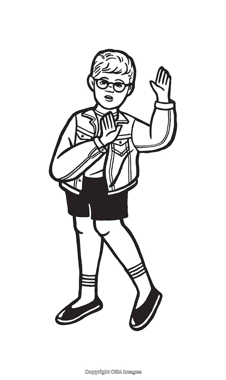 Black and White Line Art of a Stylish Child Dancing
