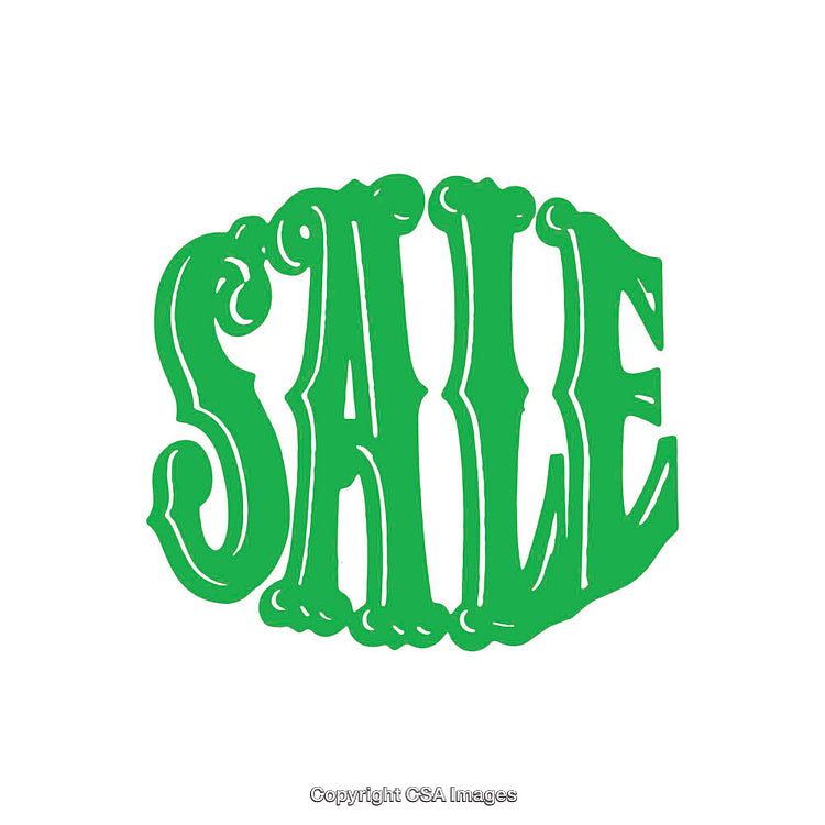 Green Vintage Style Sale Typography on White Background