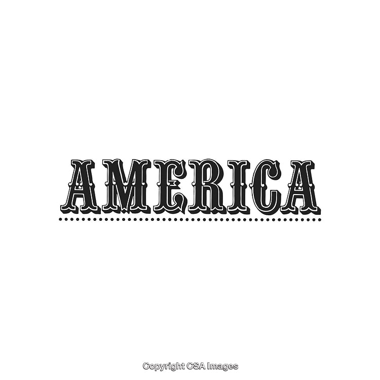 America Text With Bold Western Style Font and Decorative Elements
