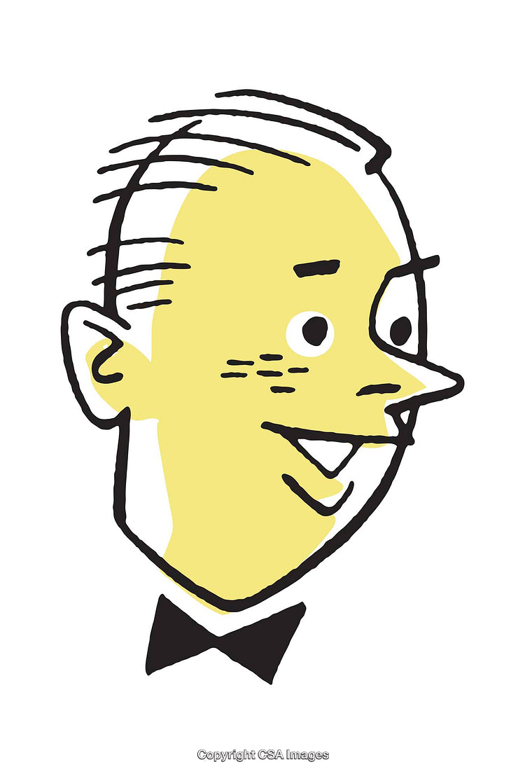 Retro Styled Cartoon Illustration of Happy Smiling Man
