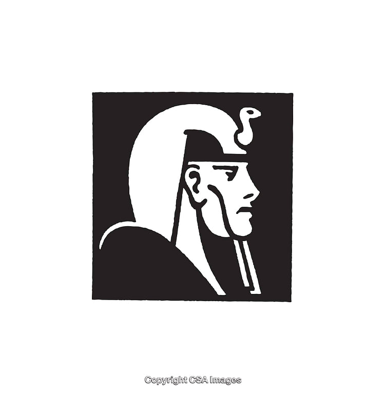 Black and White Egyptian Pharaoh Profile Illustration in Minimalist Design