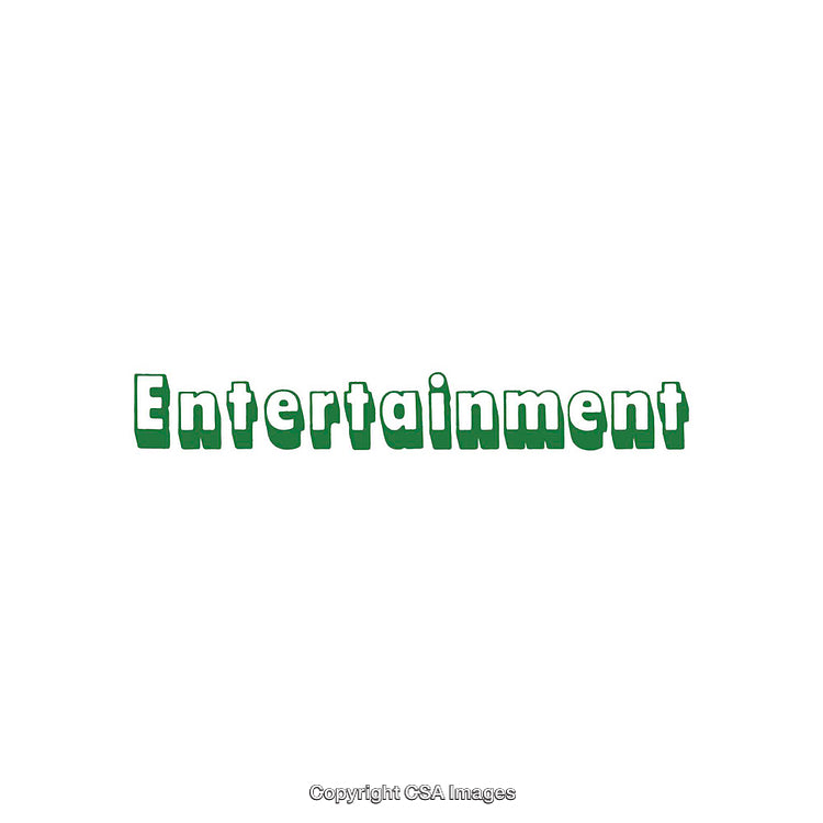 Illustrated Entertainment Text in Green on a White Background