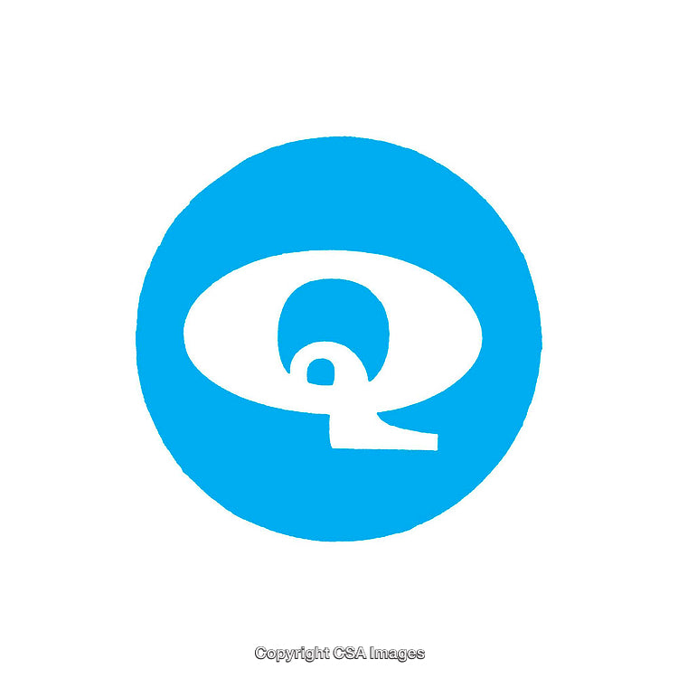 Abstract Blue Circle Featuring a Bold White Q Letter Design