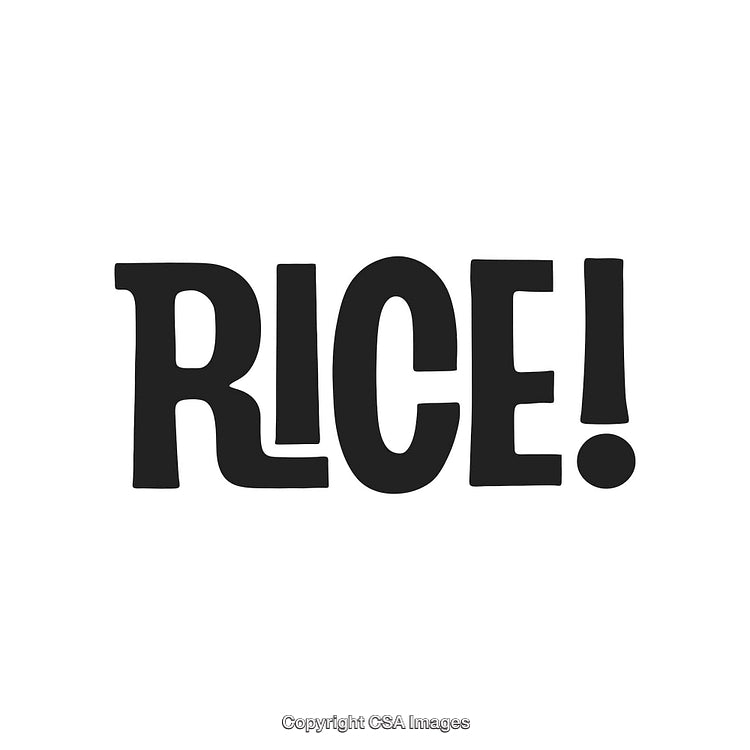 Bold and Playful Text Design Featuring the Word 'RICE!' in Bold Letters