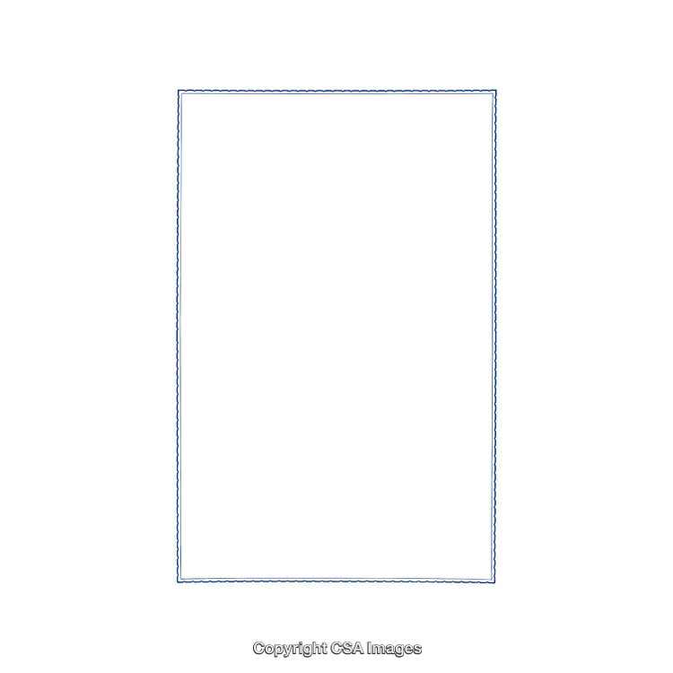 Minimalist White Paper Sheet with Thin Blue Border on Blank Background
