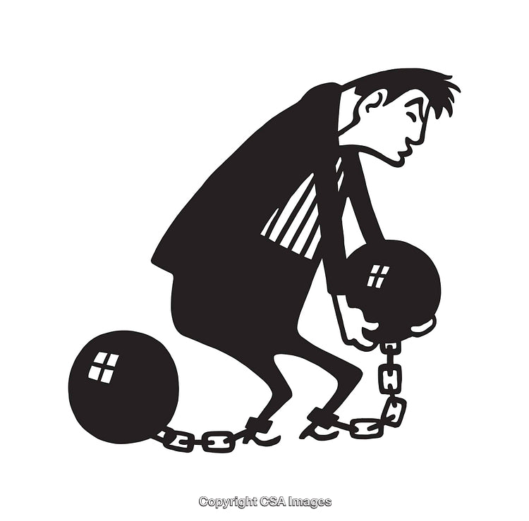 Illustration of a Shackled Person Representing Burden or Constraints