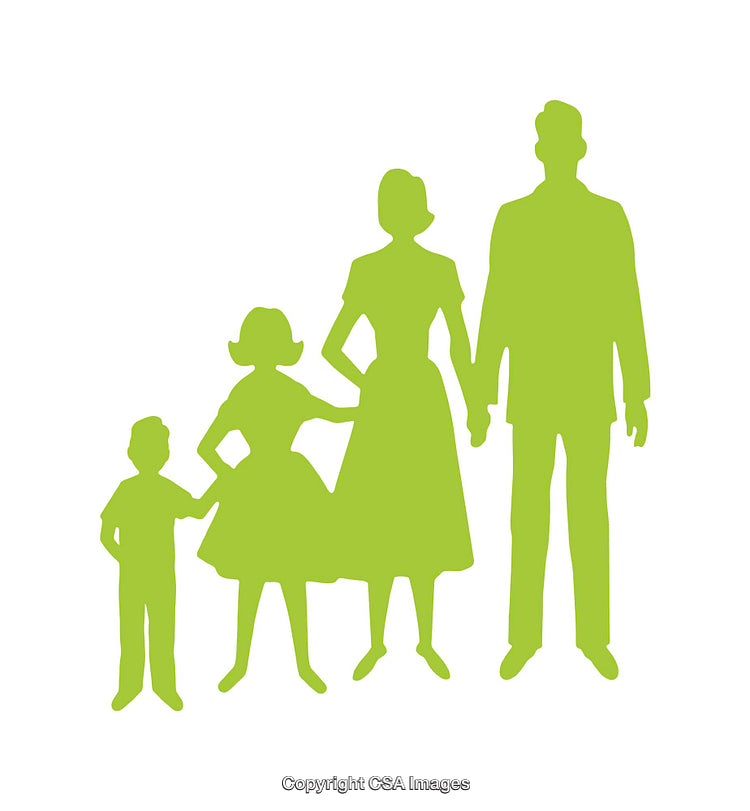 Green Silhouette Illustration of a Family with Two Children