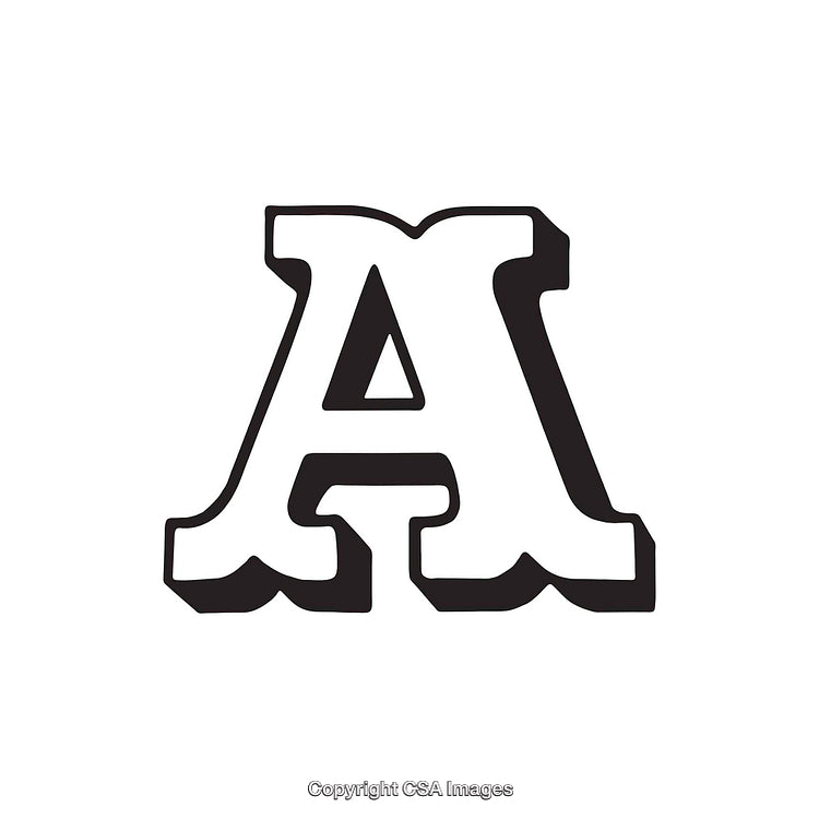 Stylized Black and White Capital Letter A with Bold Shadow Design