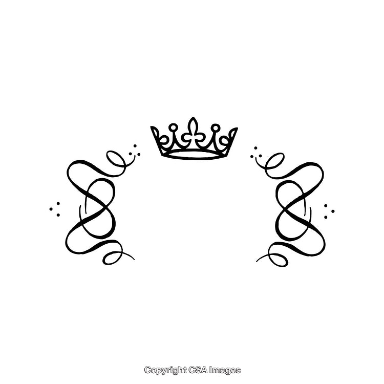 Elegant Black and White Calligraphic Border with Crown Illustration